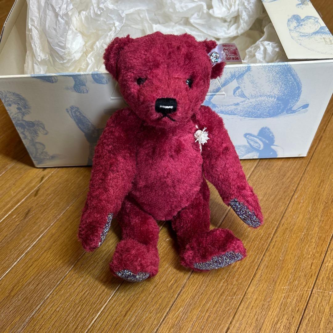 シュタイフ　限定品　白タグ　ルビー スワロフスキー テディベア