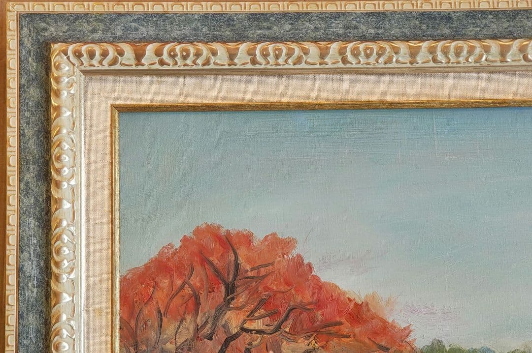 送料込】F30号 大型 油彩額縁 アクリル板 油絵付き作品保護 公募展