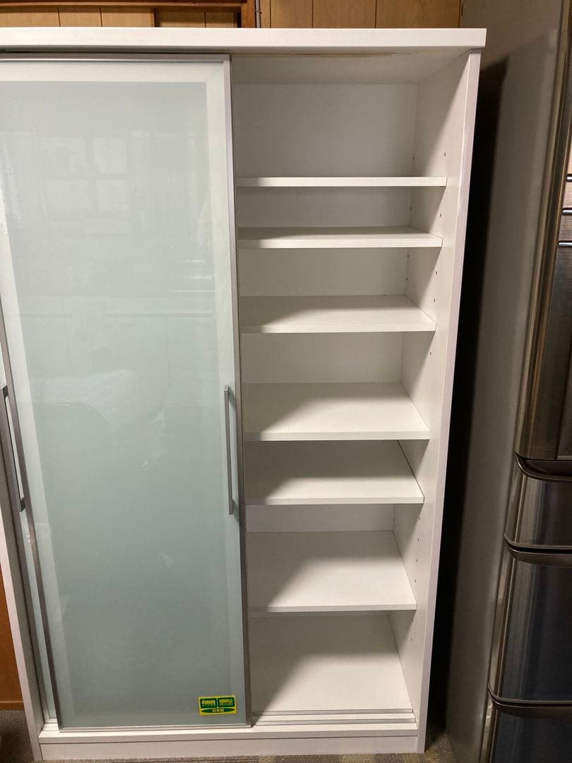 食器棚 日本製　引き戸　ミストガラス