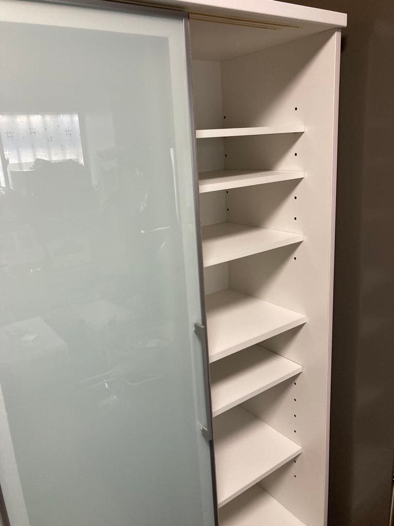 食器棚 日本製　引き戸　ミストガラス