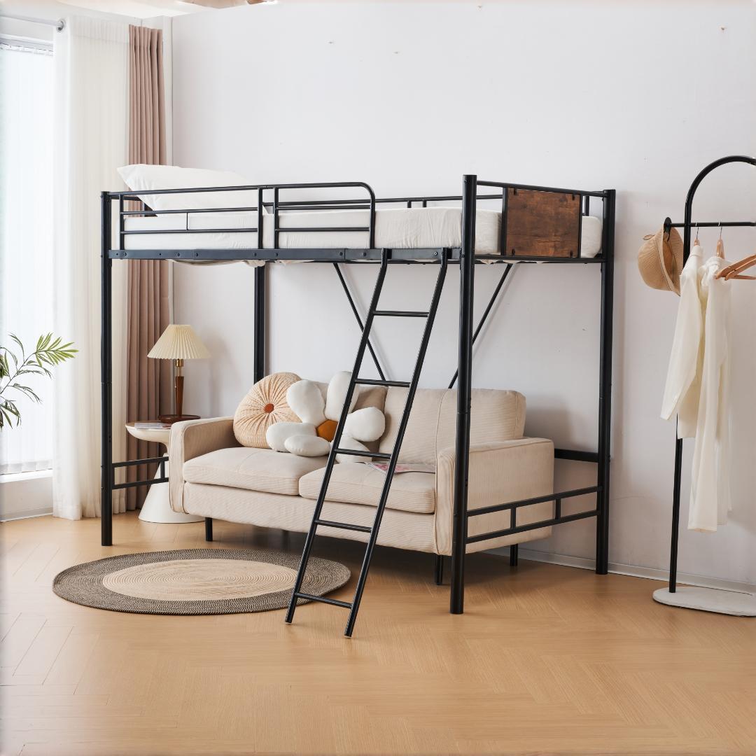 新作ロフトベッド　シングルサイズ　スチール製　北欧風　おしゃれ　BLACK