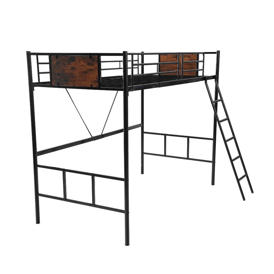 新作ロフトベッド　シングルサイズ　スチール製　北欧風　おしゃれ　BLACK