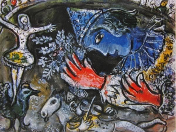 シャガール、青色の道化師、希少レゾネの一頁、 新品額装付 - メルカリ