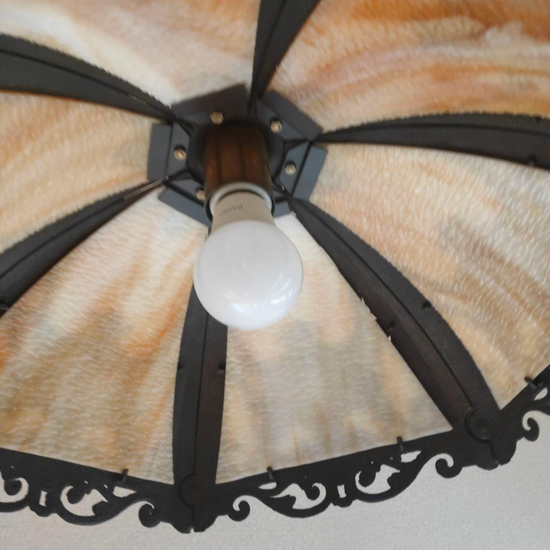 アイアンシャンデリアステンドグラスアンティーク骨董ヴィンテージシーリングライト