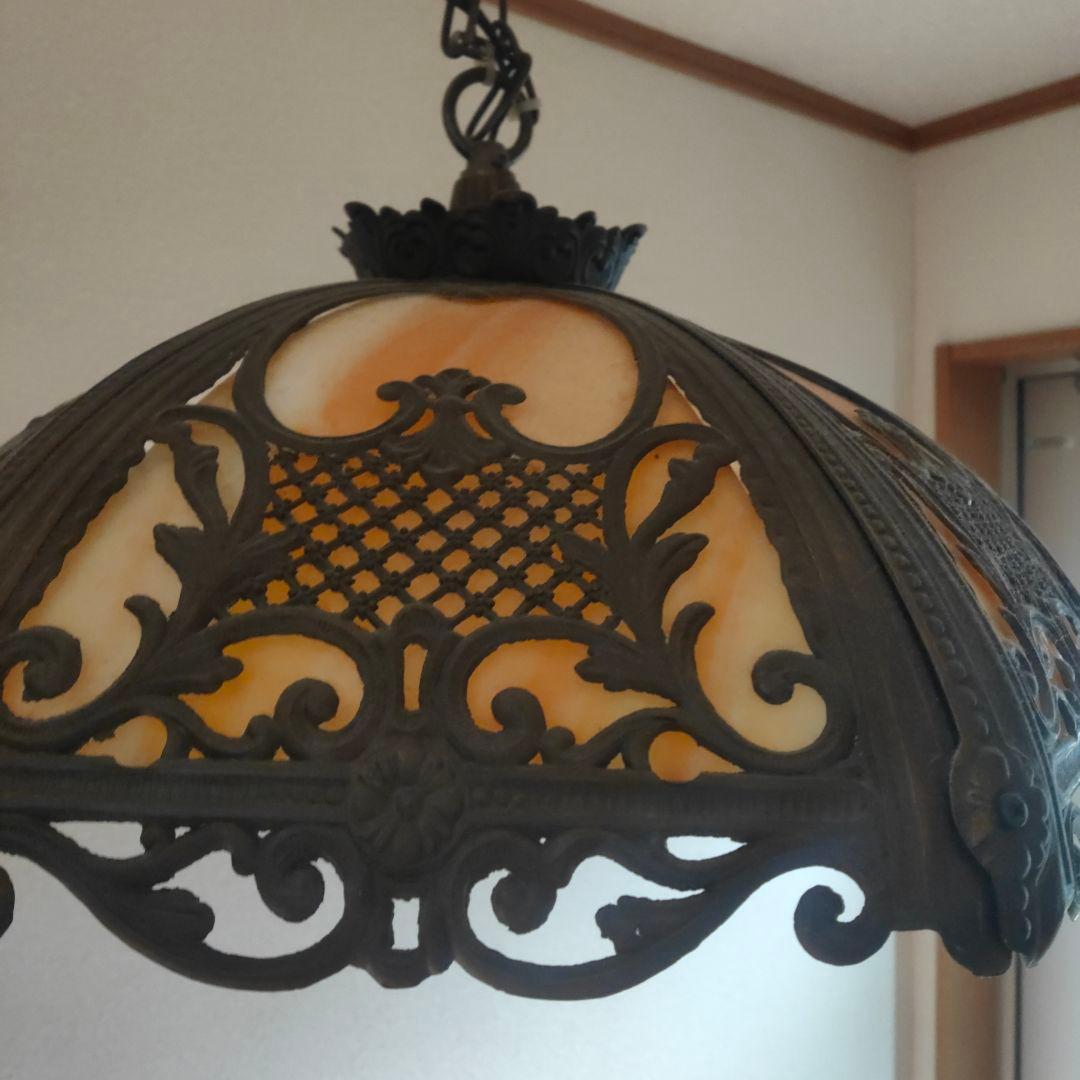 アイアンシャンデリアステンドグラスアンティーク骨董ヴィンテージシーリングライト