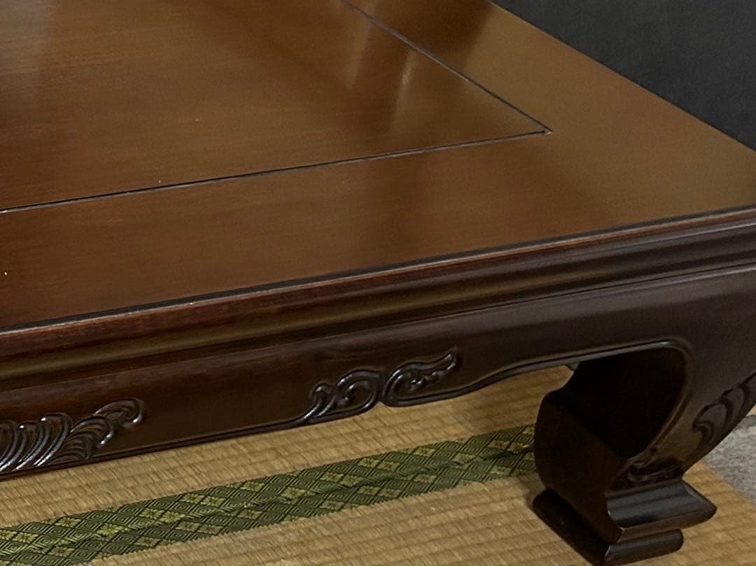 展示品 カリモク 新品 座卓　開梱設置付　紫檀 座敷机 すれ傷 現品処分