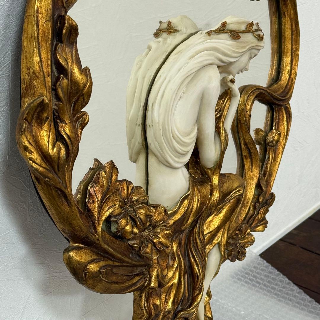 H21K102b アンティーク調 ロココ調 アールヌーボー ウォールミラー