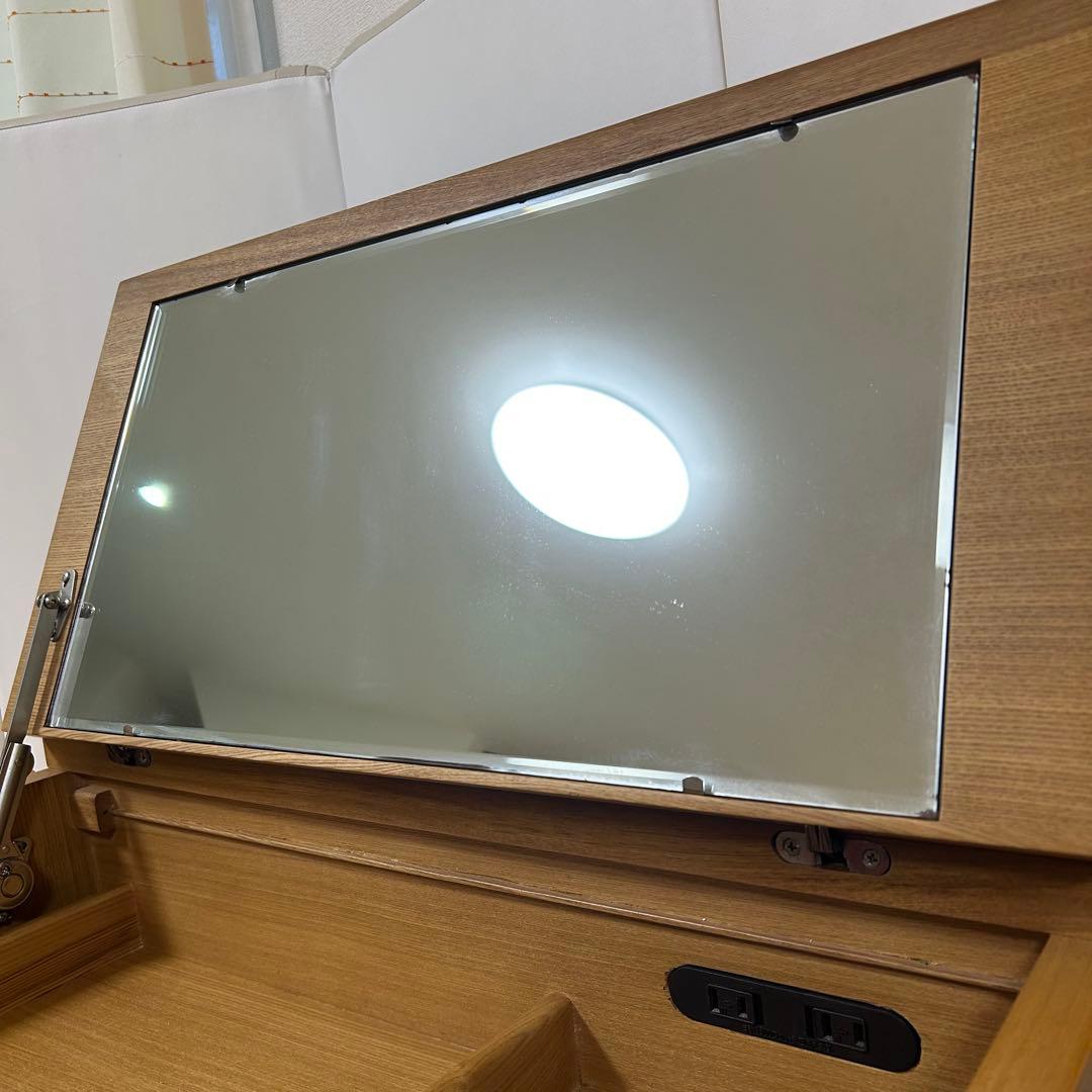 天然木　アルダー　デスクドレッサー　2wayドレッサー　化粧台　家具の大丸