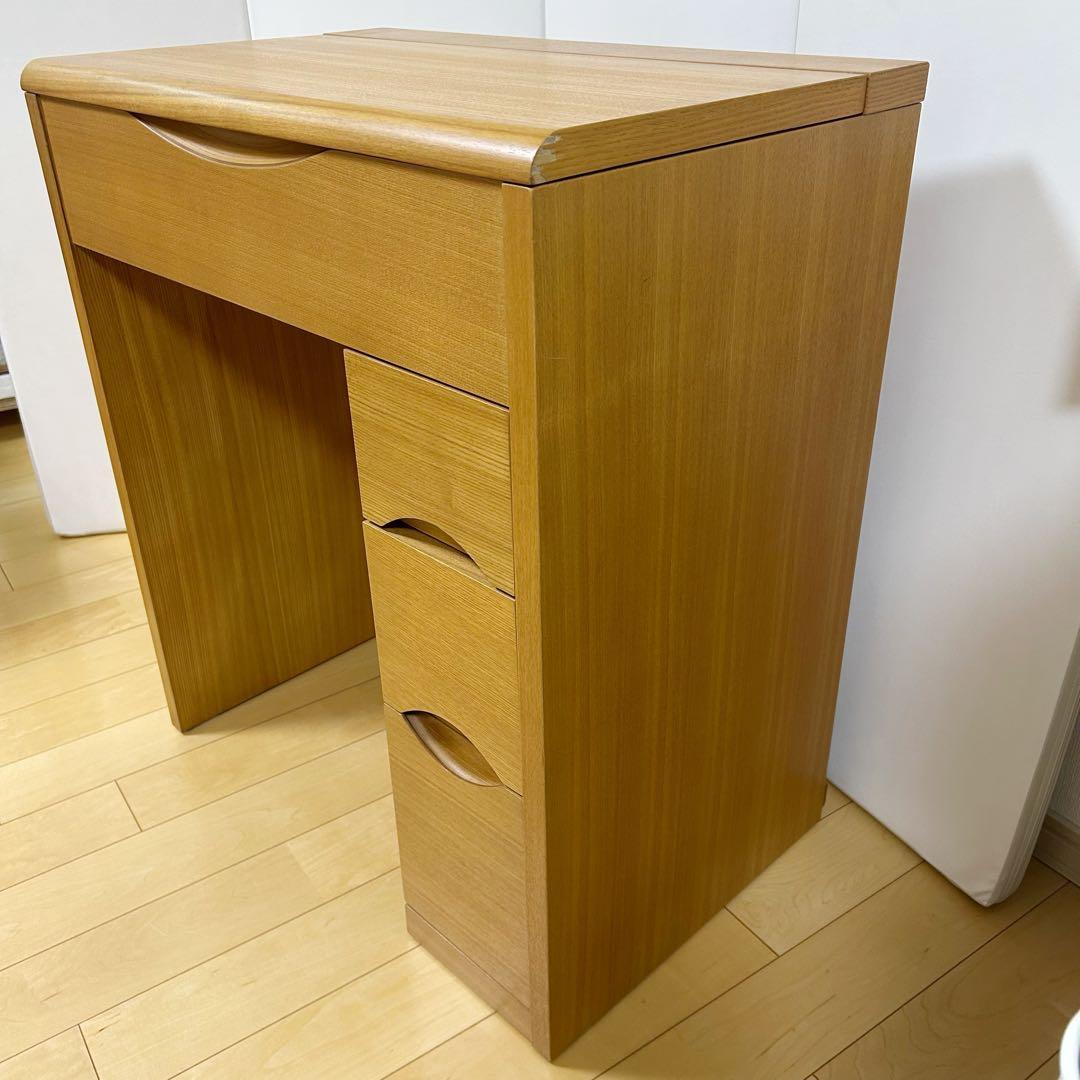 天然木　アルダー　デスクドレッサー　2wayドレッサー　化粧台　家具の大丸