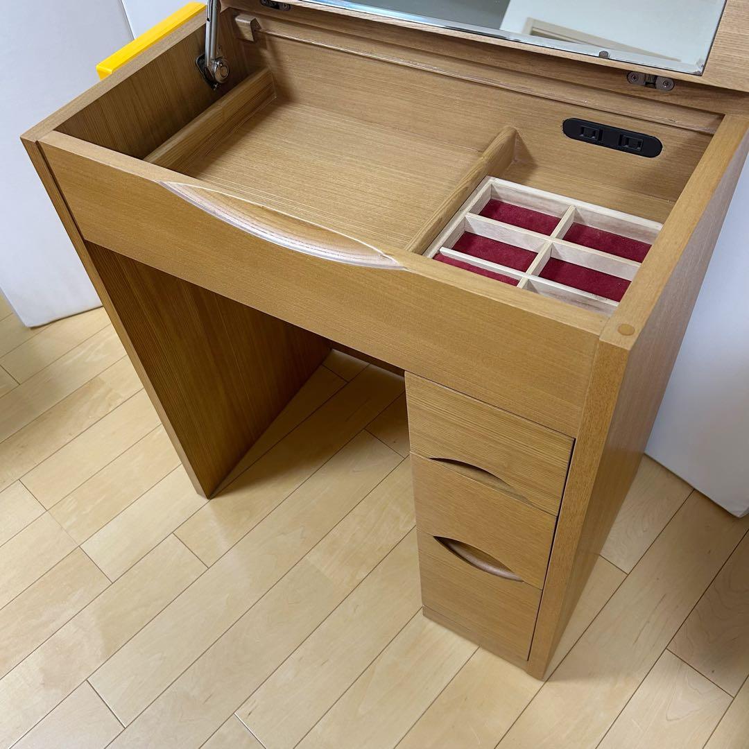 天然木　アルダー　デスクドレッサー　2wayドレッサー　化粧台　家具の大丸