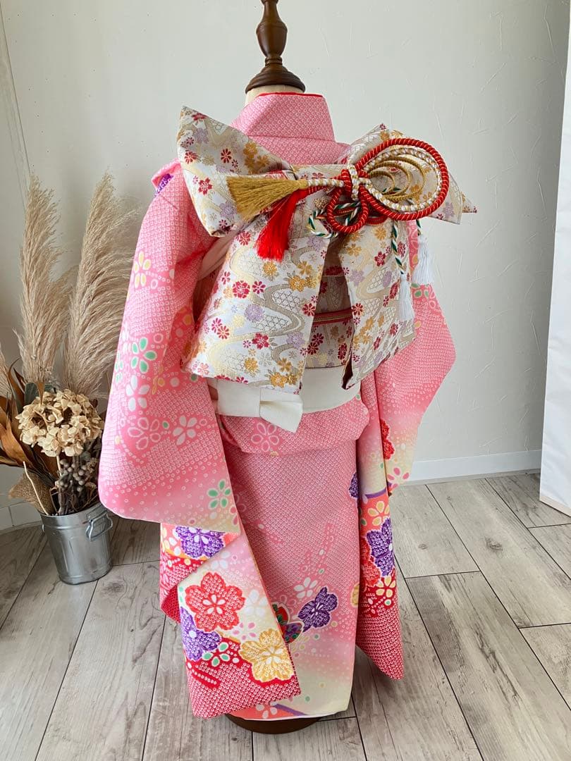 美品！ピンク4つ身着物