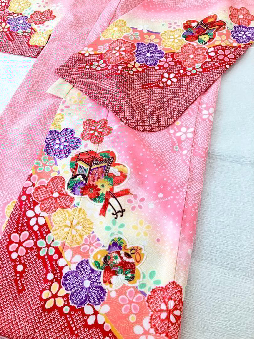 美品！ピンク4つ身着物