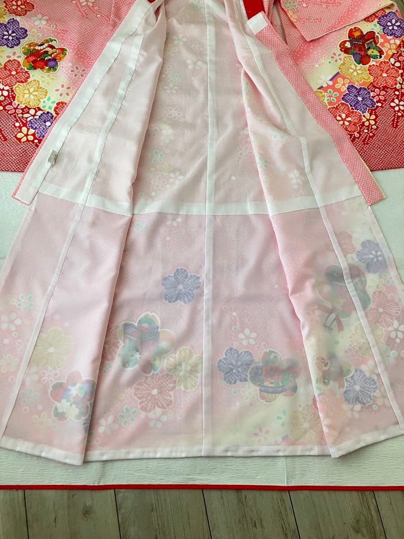 美品！ピンク4つ身着物