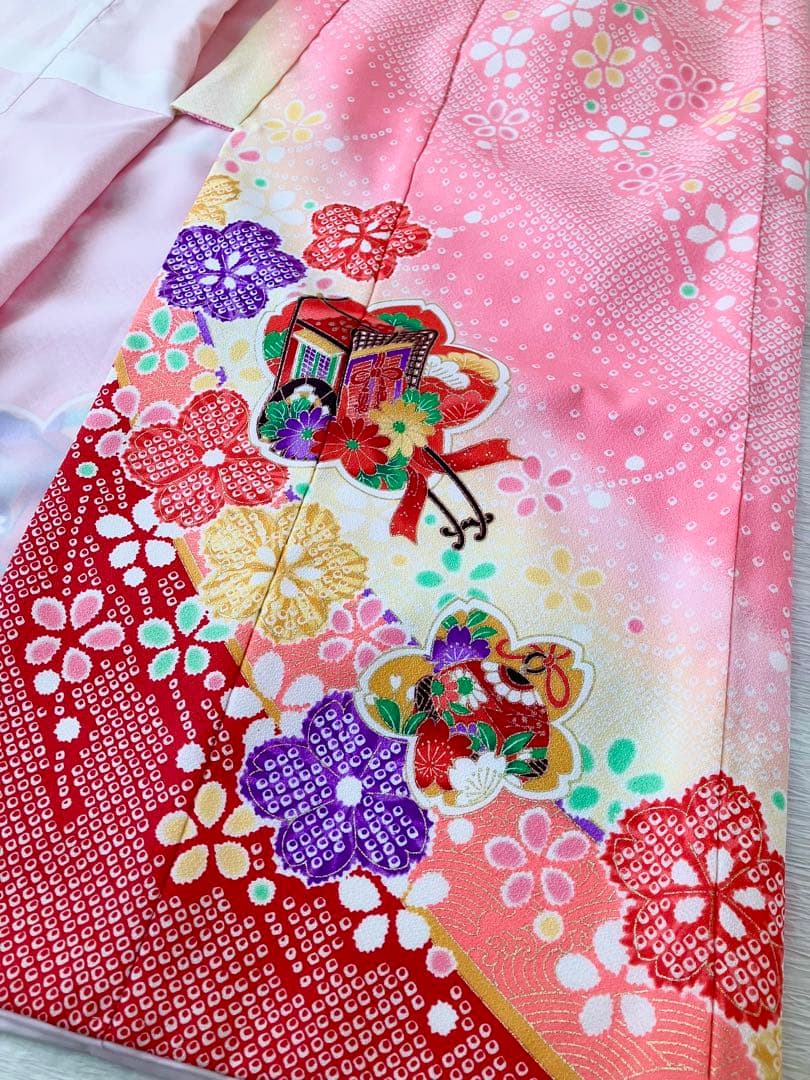 美品！ピンク4つ身着物