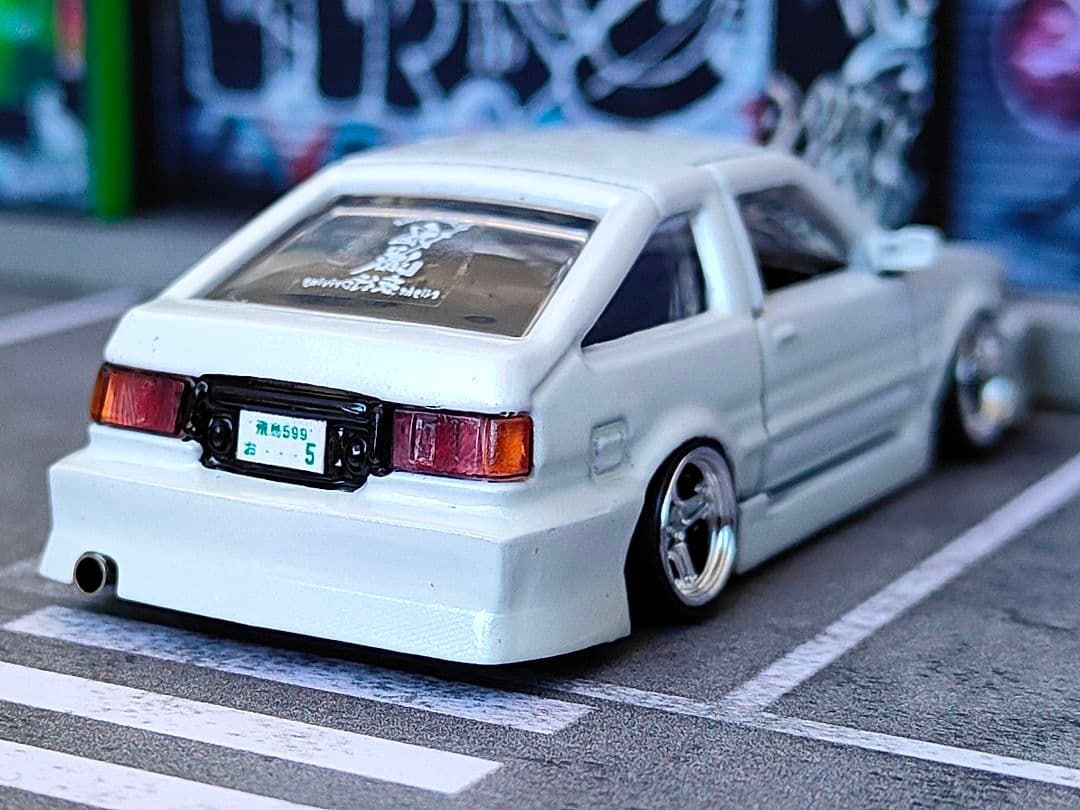 トミカ改造 トヨタ レビン フルエアロ プレミアム白 ☆深リム ☆ホットウィール