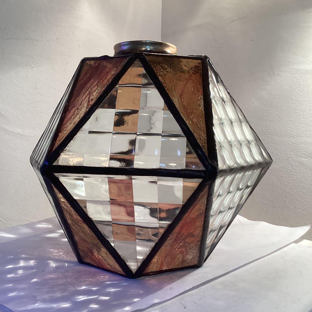 ステンドグラスランプ住宅用　12角2段ペンダントランプシェード1854)