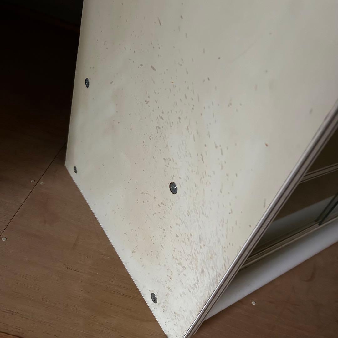 ホワイト ガラス収納棚 3段