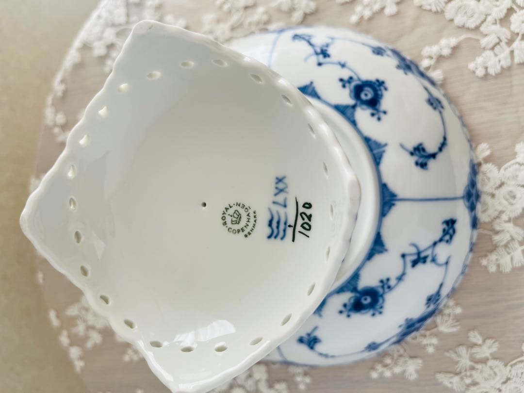 ロイヤルコペンハーゲン　ブルーブルーテッド　フルレース　コンポート