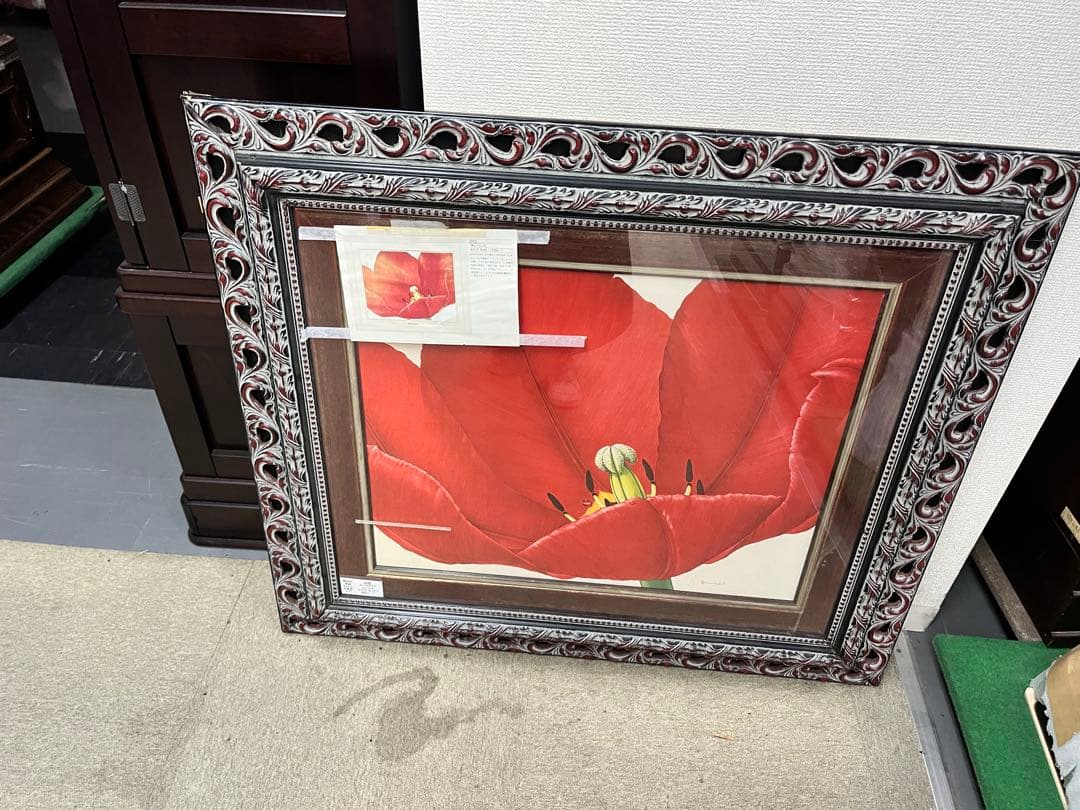 油絵 赤いチューリップ