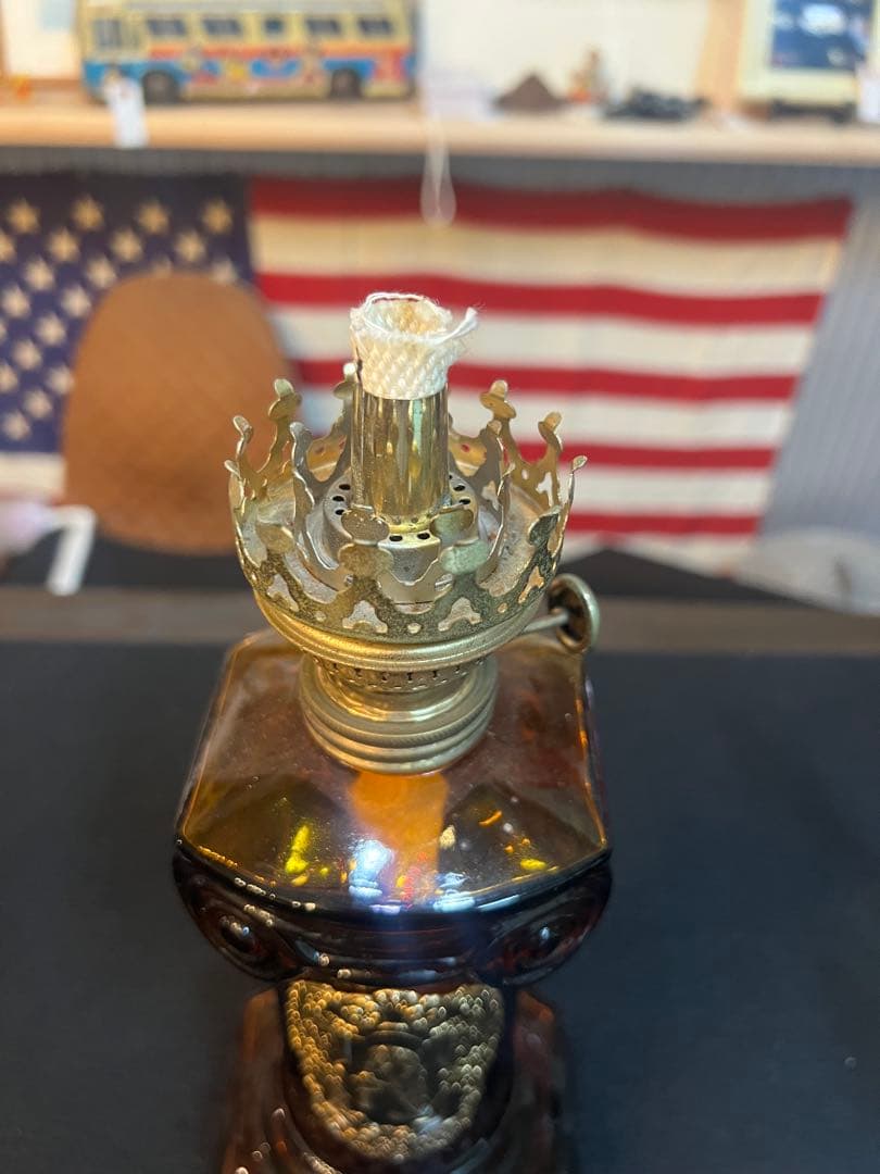 未使用　北一硝子　琥珀色オイルランプ