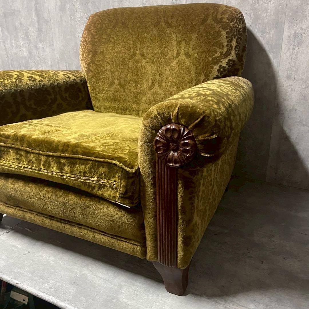 昭和レトロ 1人掛け ソファー① ダマスク柄 花柄 アームチェア アンティーク