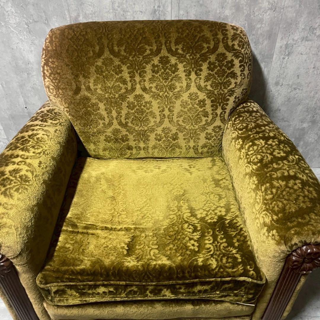 昭和レトロ 1人掛け ソファー① ダマスク柄 花柄 アームチェア アンティーク