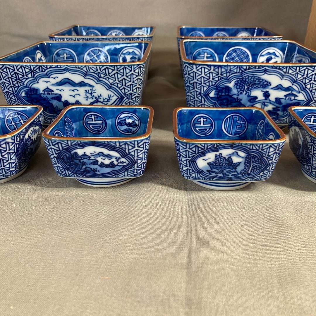 【源右衛門】古伊万里の伝統　日本名窯　舘林源右衛門作　祥瑞手間取山水図　向付四客