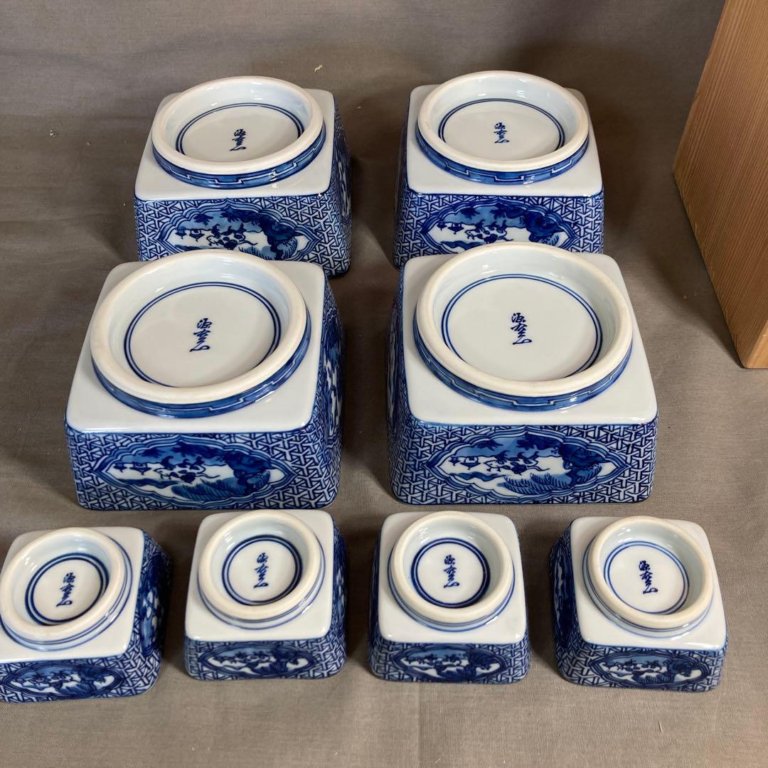 【源右衛門】古伊万里の伝統　日本名窯　舘林源右衛門作　祥瑞手間取山水図　向付四客