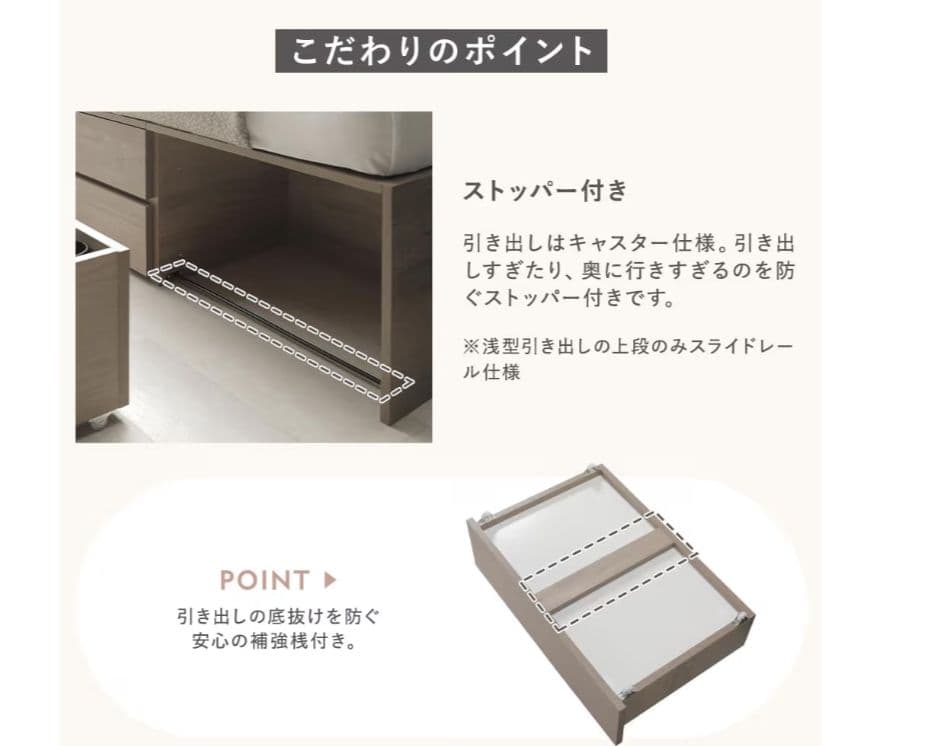 セミシングルショート 収納付きベッドフレーム マットレス付き