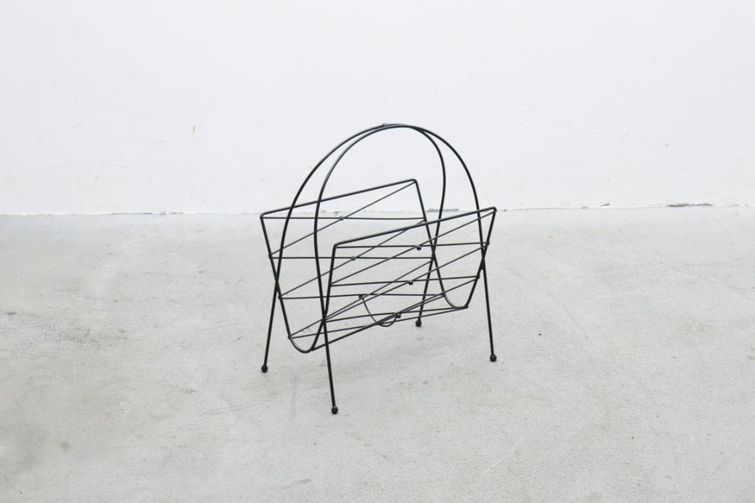 U.S. ヴィンテージ ワイヤー マガジンラック 雑誌 本 収納 モダン