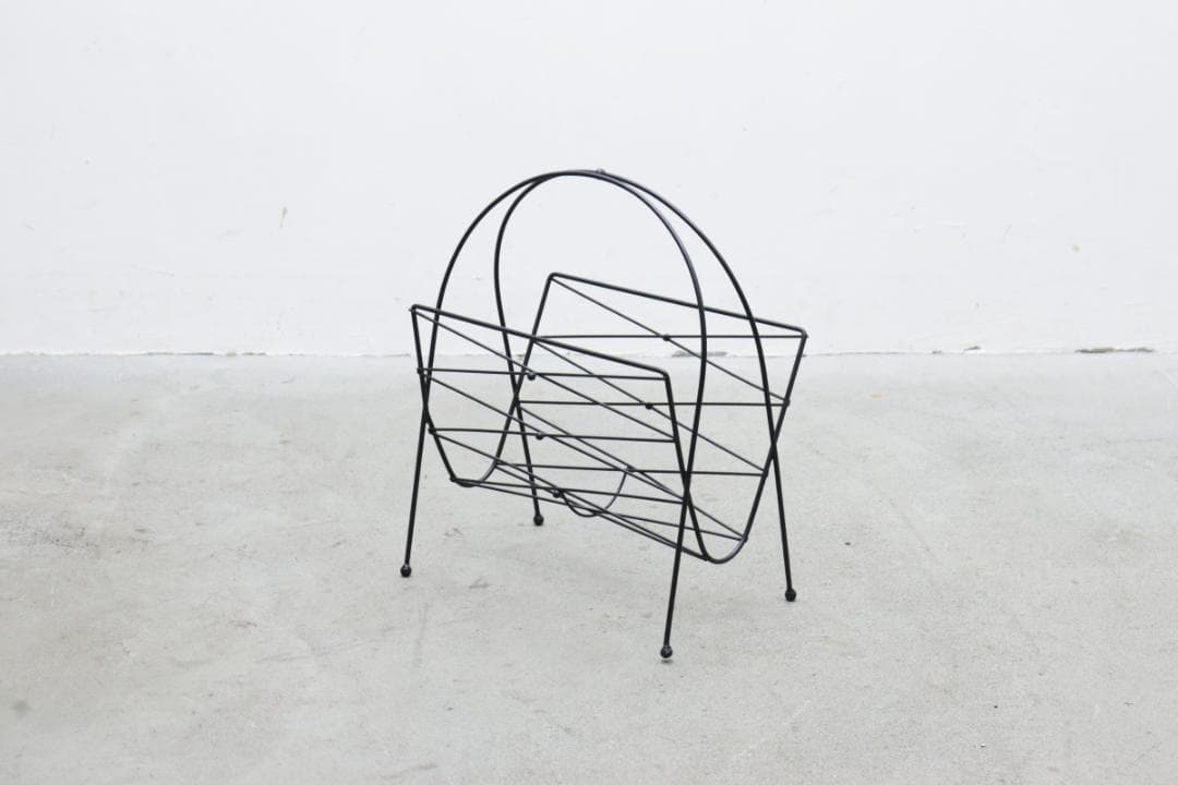U.S. ヴィンテージ ワイヤー マガジンラック 雑誌 本 収納 モダン
