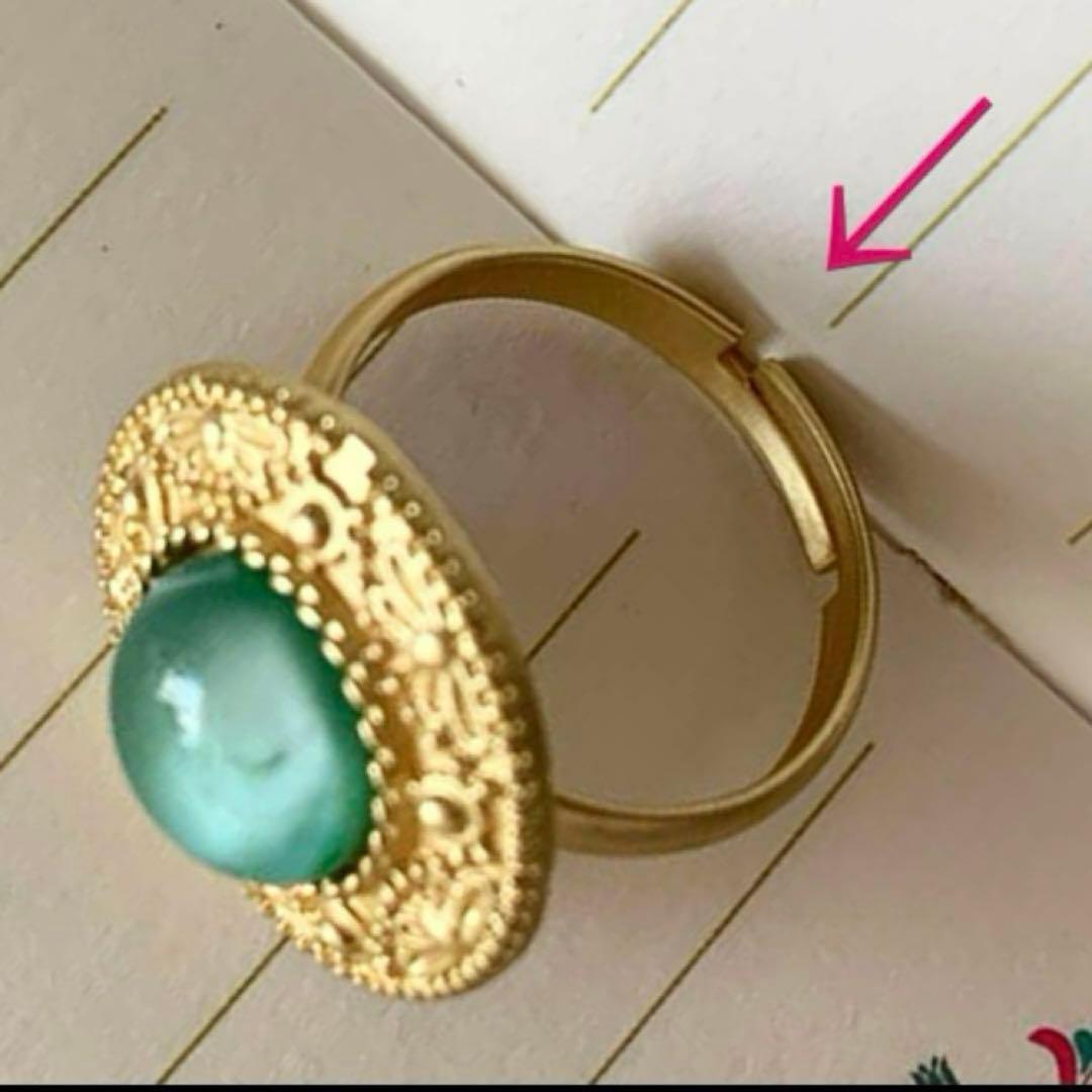 ラスト　ジャパンヴィンテージ　キャッツアイ オリエンタルデザインリング　ツヤなし