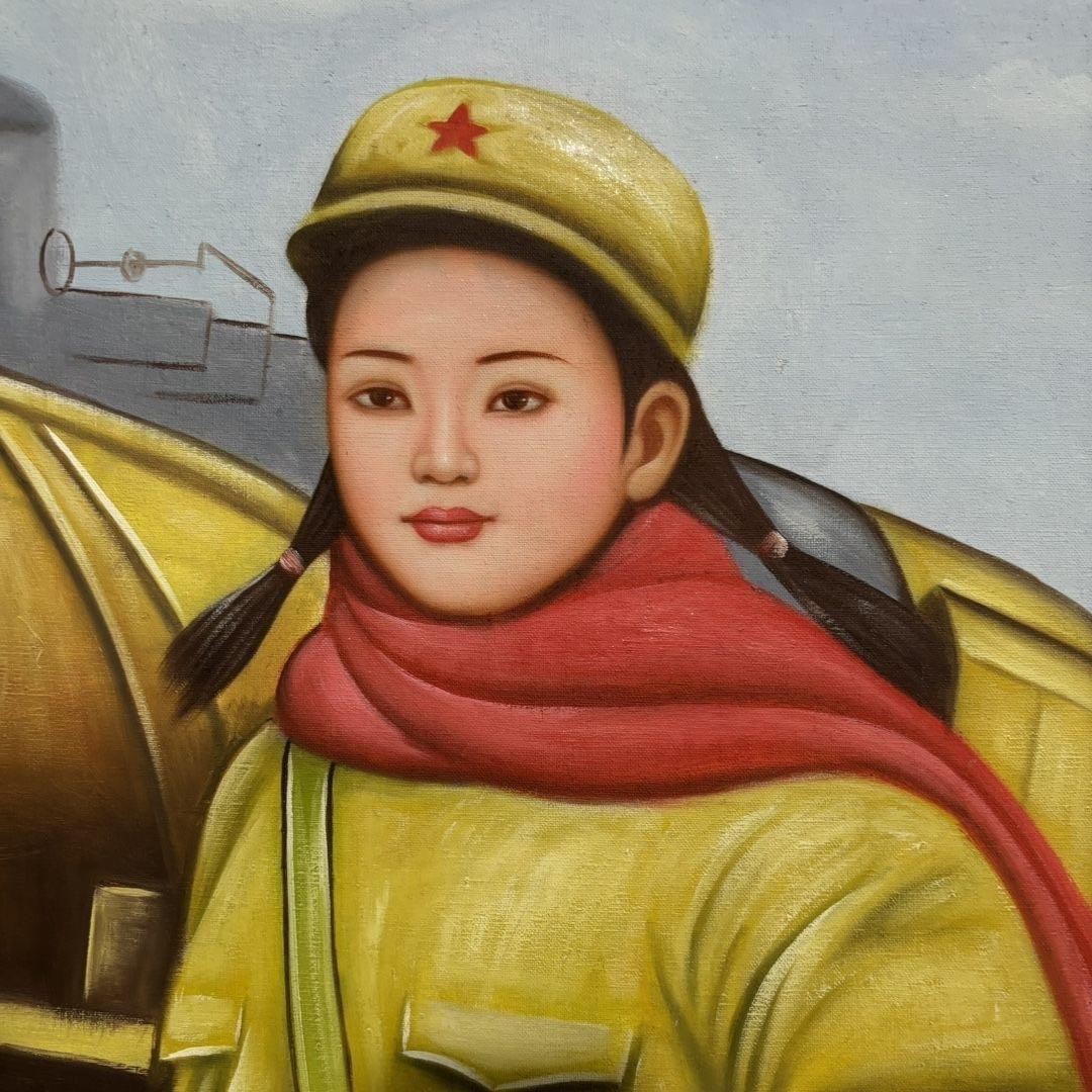 手描き 水彩油画 人物画 劉文昌 インテリアアート 約70×100cm