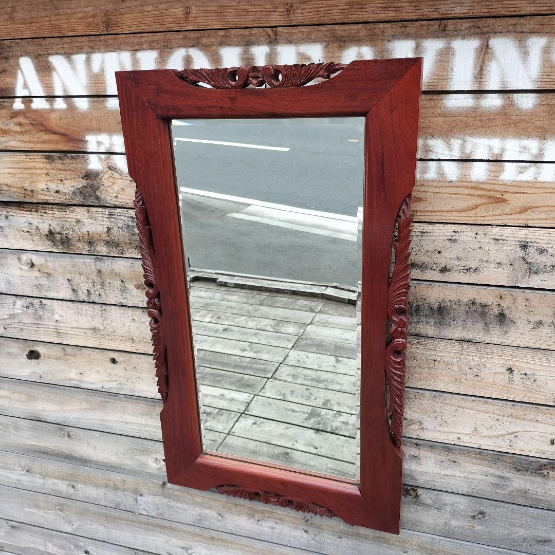 M♦大塚家具　花梨　壁掛けミラー