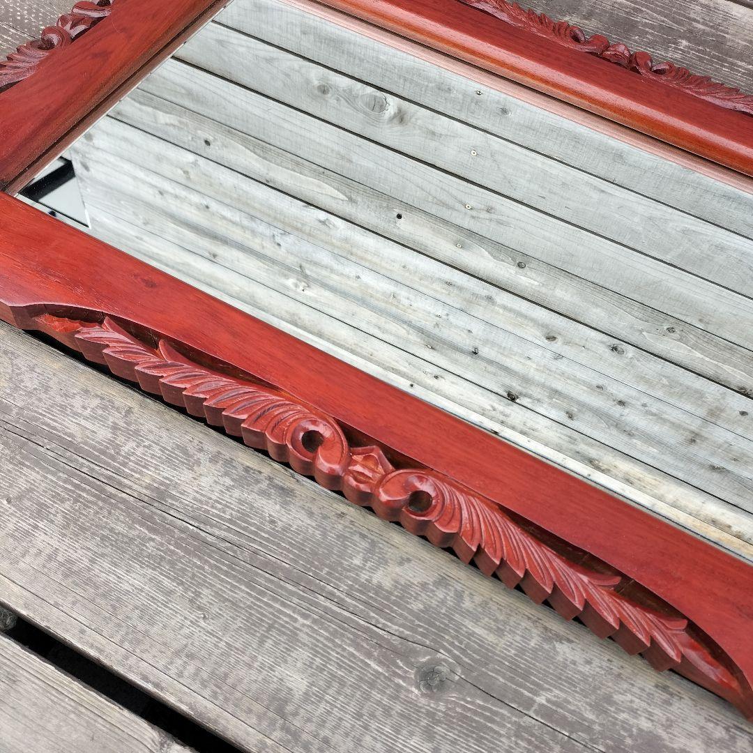 M♦大塚家具　花梨　壁掛けミラー