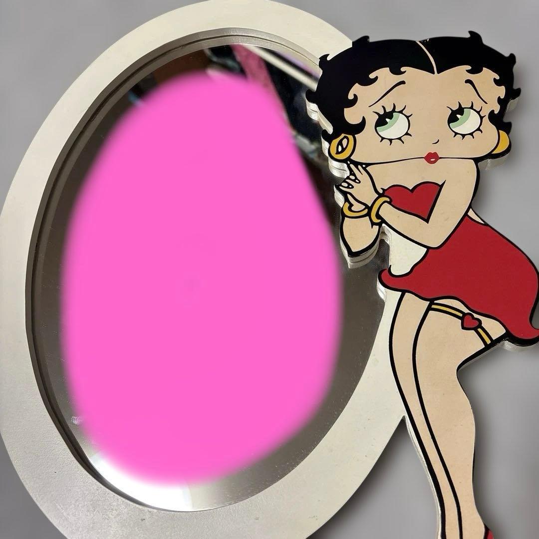 美品♡レアレトロかわいい古着屋ベティちゃん 楕円形ミラー鏡壁掛け卓上両方