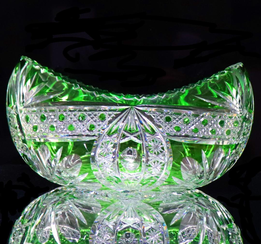 オールド・バカラ 1890年頃 特大作品 27cm!! 2.5kg ガラス鉢