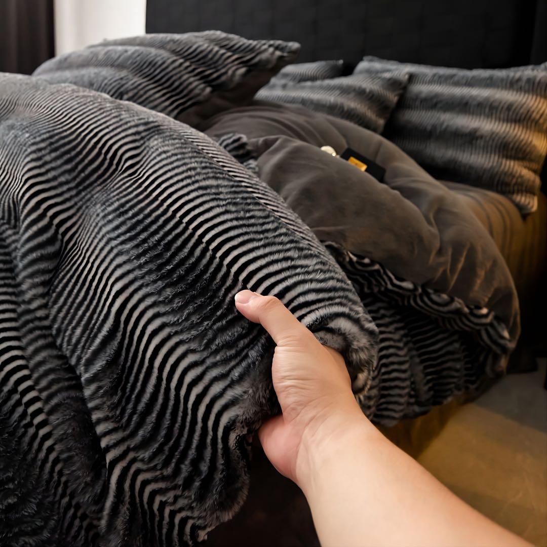 公式 ミルクフリース寝具4点セット・AB面両面ふわふわ／冬用・キング