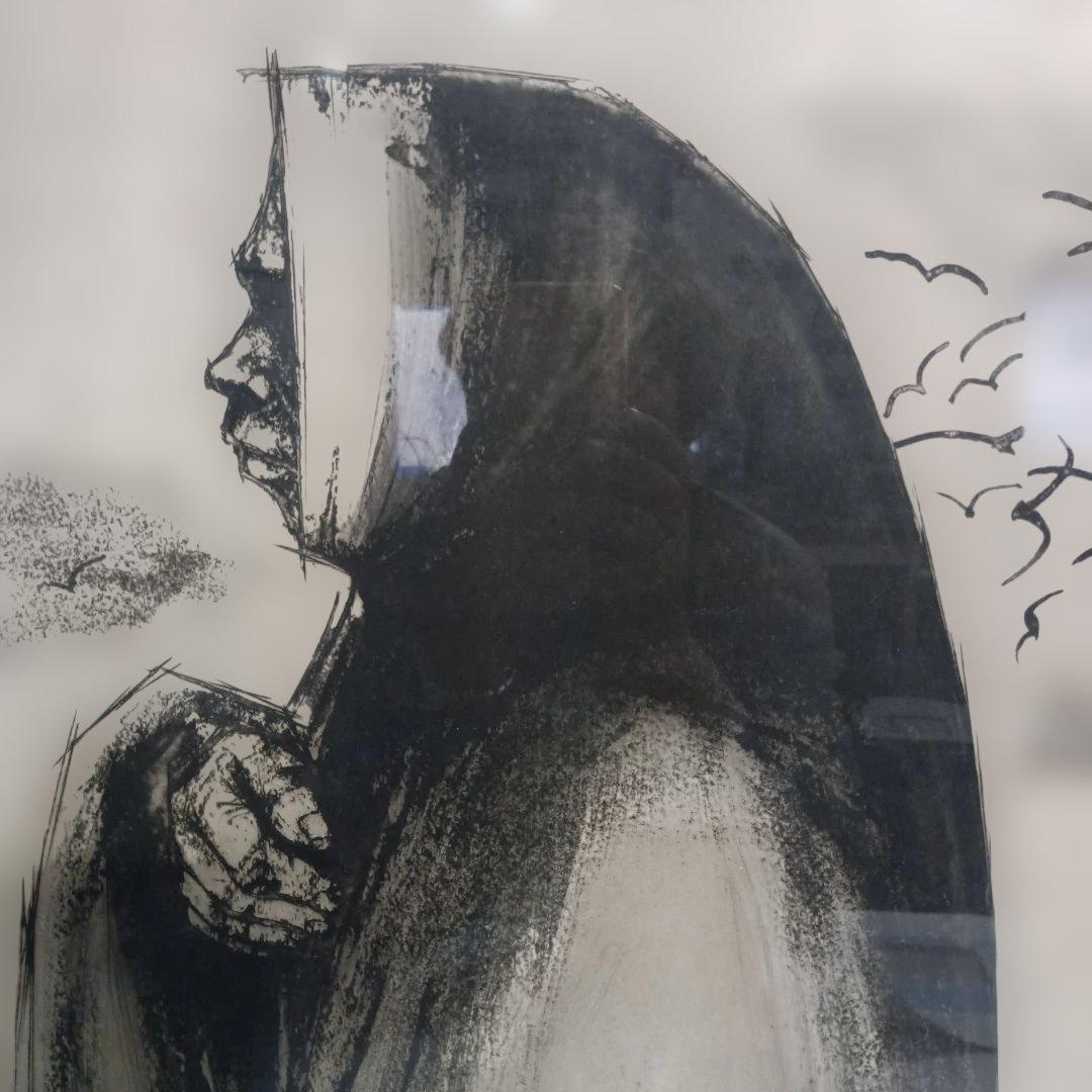 5682 小野具定　漁夫　銅版画　エッチング