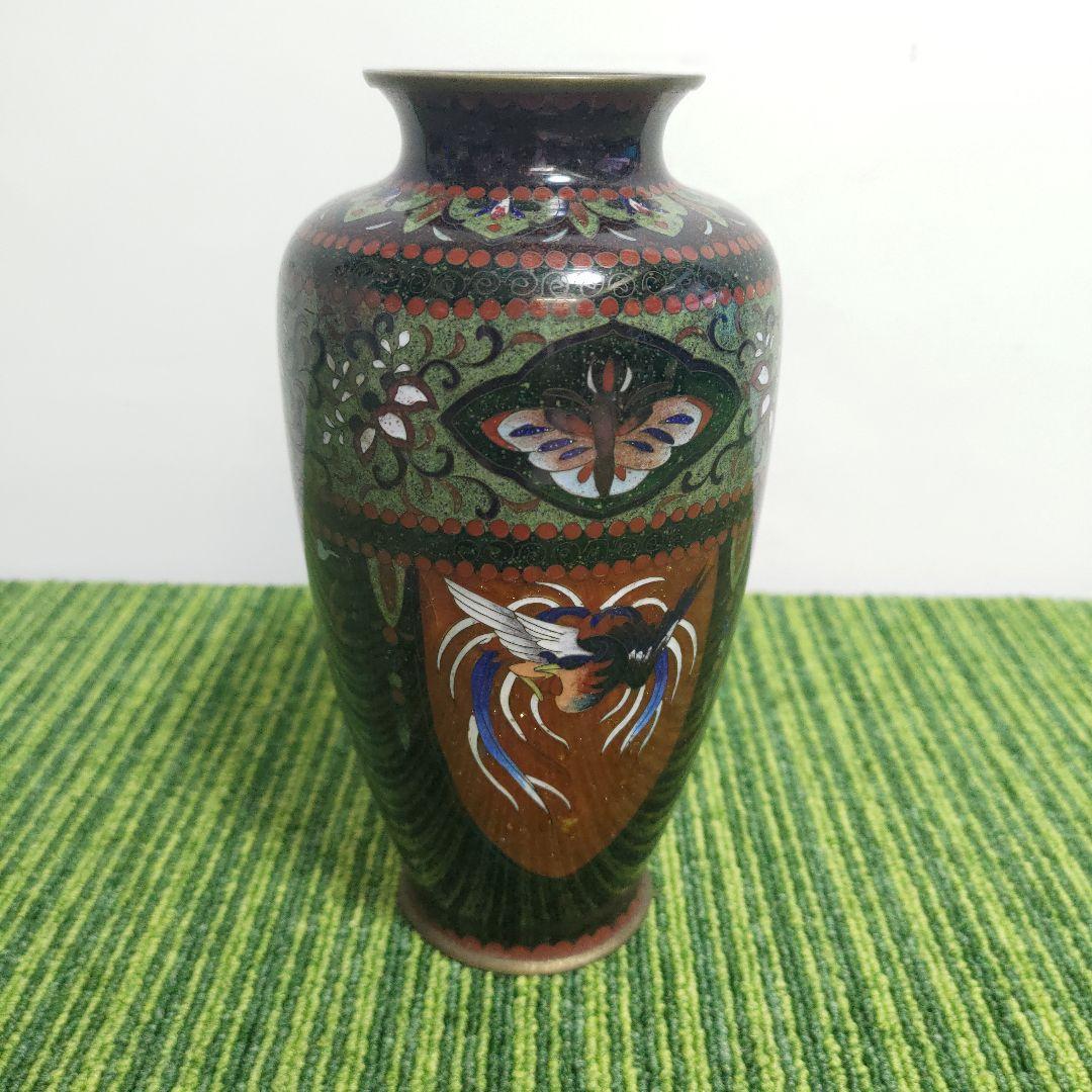 七宝焼 鳳凰紋 花 瓶 華道具 花入花生飾り瓶花器