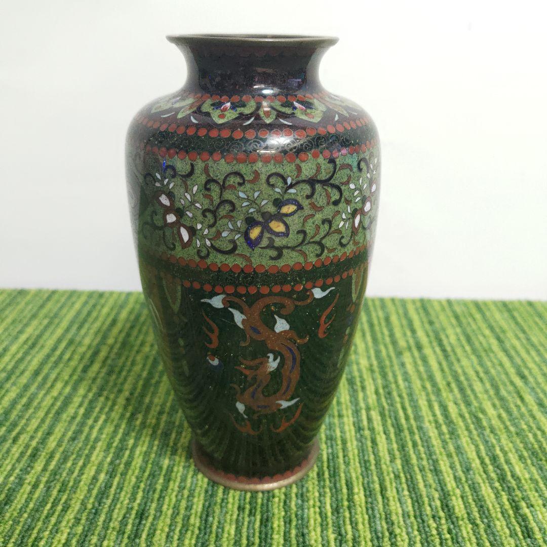 七宝焼 鳳凰紋 花 瓶 華道具 花入花生飾り瓶花器