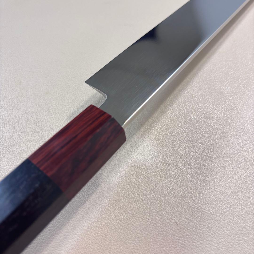 【鞘付き】270mm 先丸柳刃包丁鏡面 黒檀紫檀八角柄 刺身包丁 全鋼'•