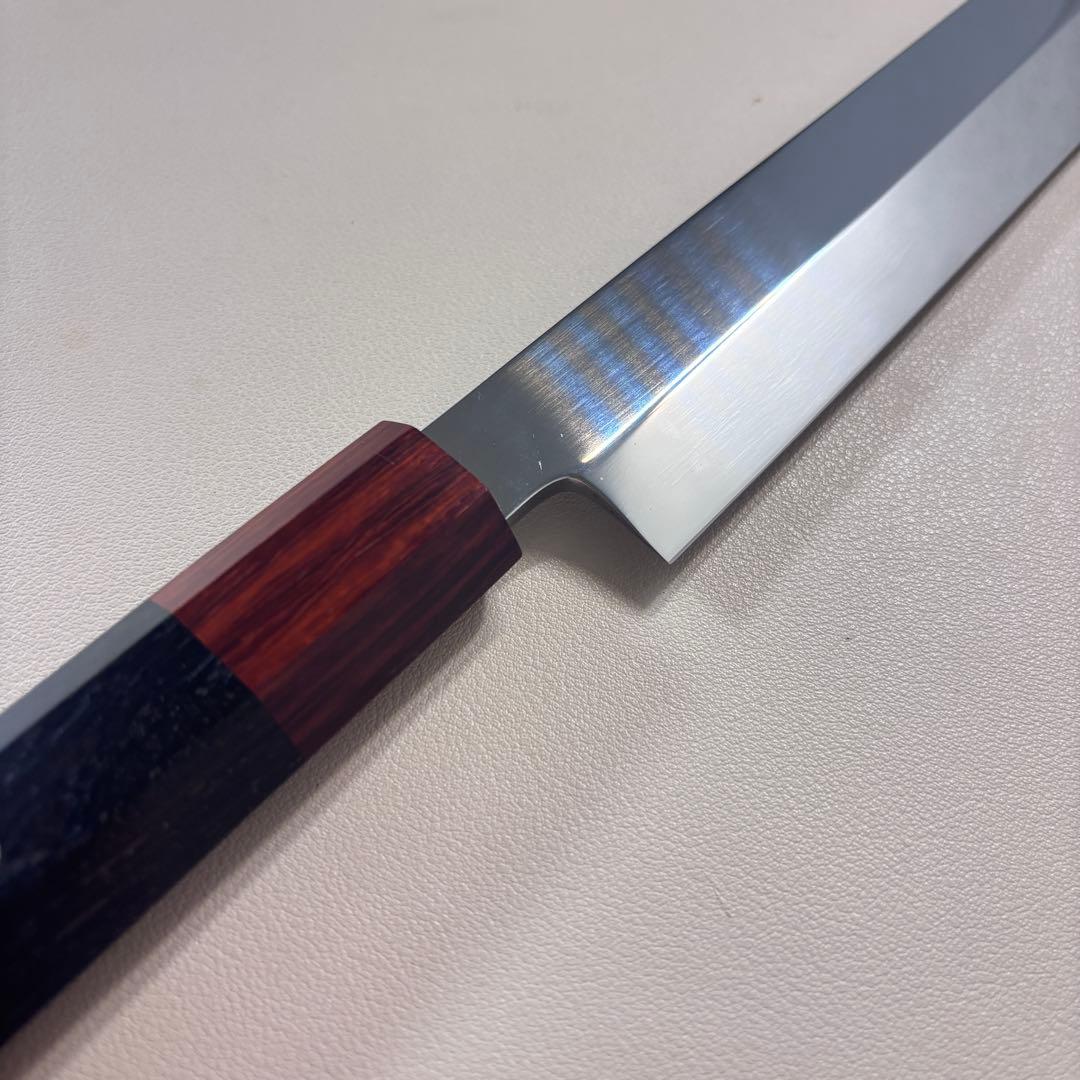 【鞘付き】270mm 先丸柳刃包丁鏡面 黒檀紫檀八角柄 刺身包丁 全鋼'•
