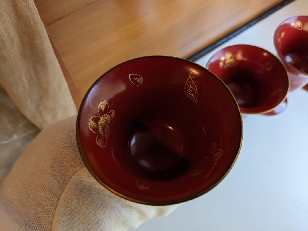 漆　桜の彫の酒器　コブレット　酒器　向付