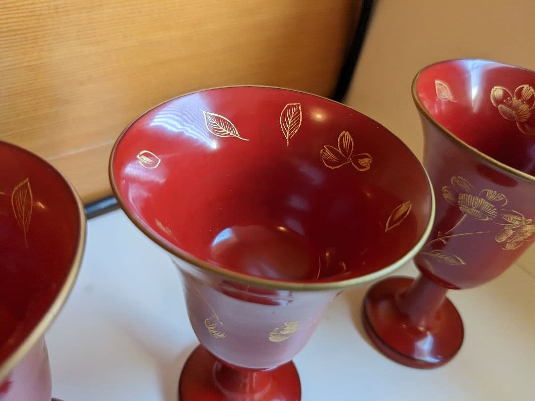 漆　桜の彫の酒器　コブレット　酒器　向付