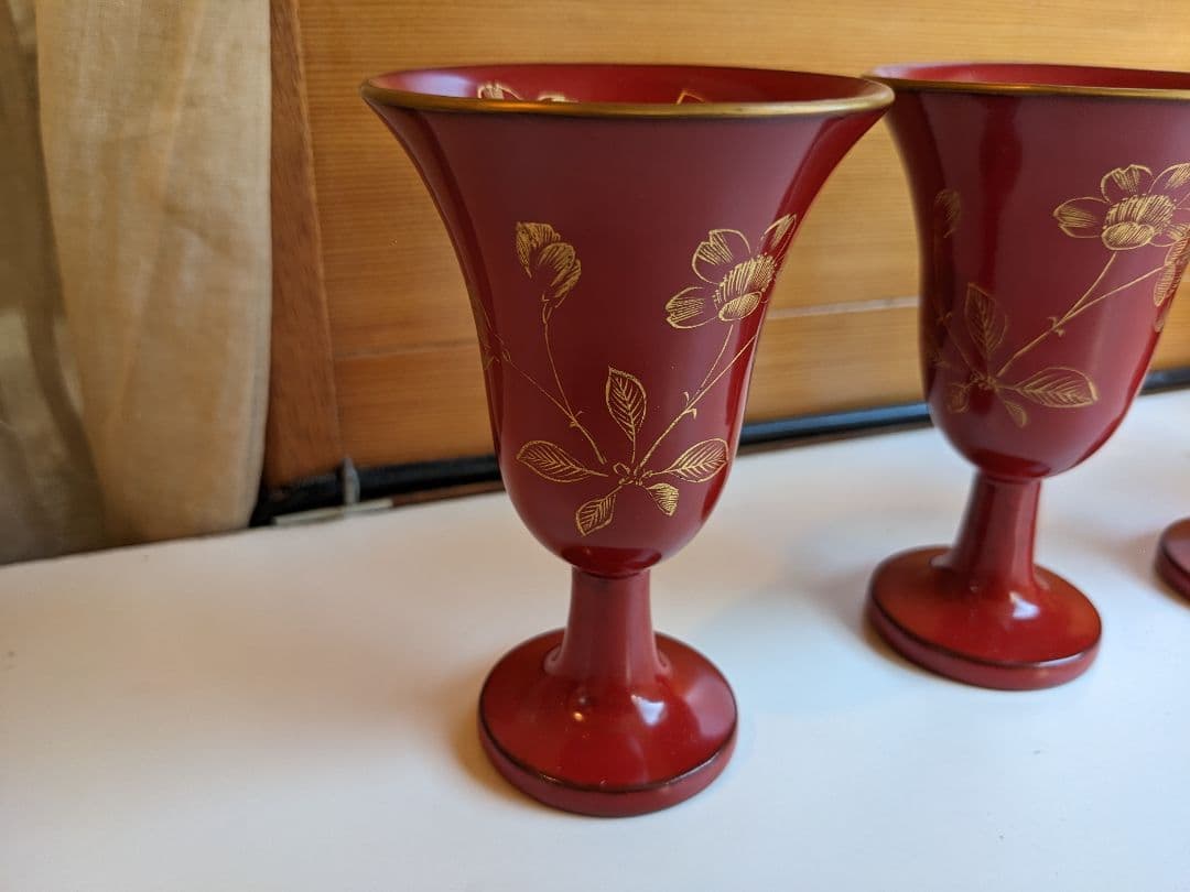 漆　桜の彫の酒器　コブレット　酒器　向付