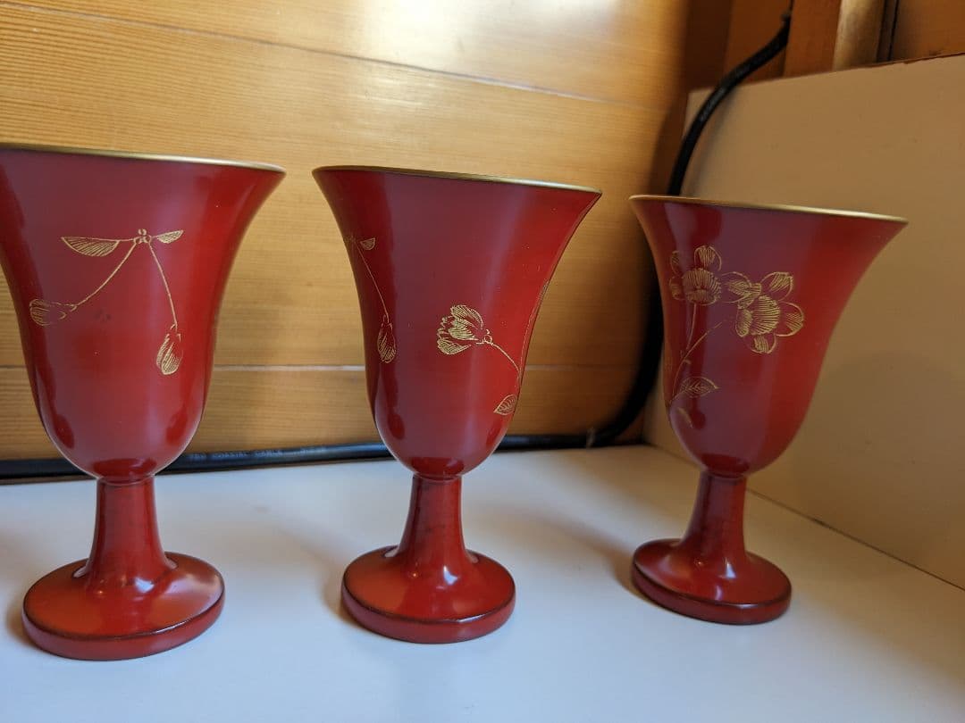 漆　桜の彫の酒器　コブレット　酒器　向付