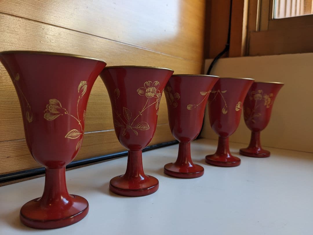 漆　桜の彫の酒器　コブレット　酒器　向付