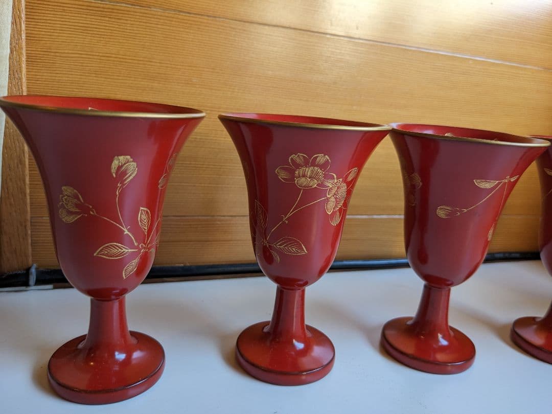 漆　桜の彫の酒器　コブレット　酒器　向付
