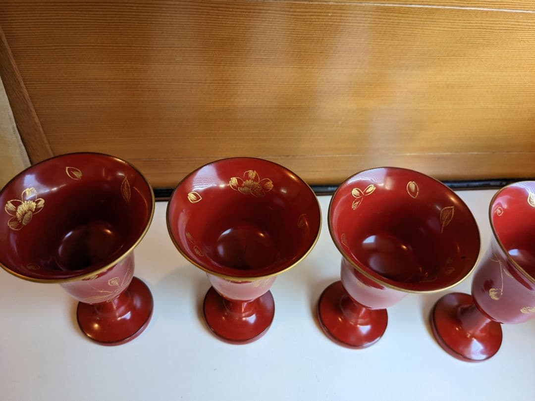 漆　桜の彫の酒器　コブレット　酒器　向付